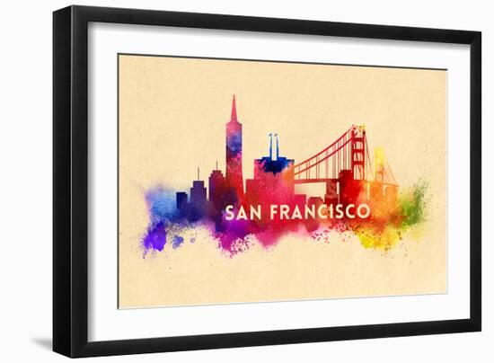 San Francisco, California - Skyline Abstract-Lantern Press-Framed Art Print