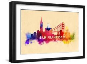 San Francisco, California - Skyline Abstract-Lantern Press-Framed Art Print