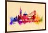 San Francisco, California - Skyline Abstract-Lantern Press-Framed Art Print