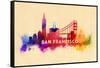 San Francisco, California - Skyline Abstract-Lantern Press-Framed Stretched Canvas