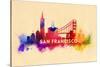 San Francisco, California - Skyline Abstract-Lantern Press-Stretched Canvas