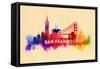 San Francisco, California - Skyline Abstract-Lantern Press-Framed Stretched Canvas