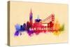 San Francisco, California - Skyline Abstract-Lantern Press-Stretched Canvas