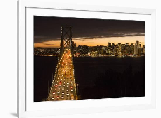 San Francisco, California, skyline and the Oakland Bay Bridge at evening.-Bill Bachmann-Framed Premium Photographic Print