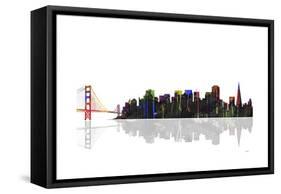 San Francisco California Skyline BW 1-Marlene Watson-Framed Stretched Canvas