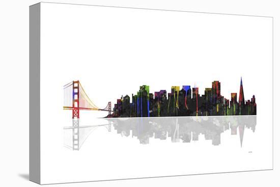 San Francisco California Skyline BW 1-Marlene Watson-Stretched Canvas