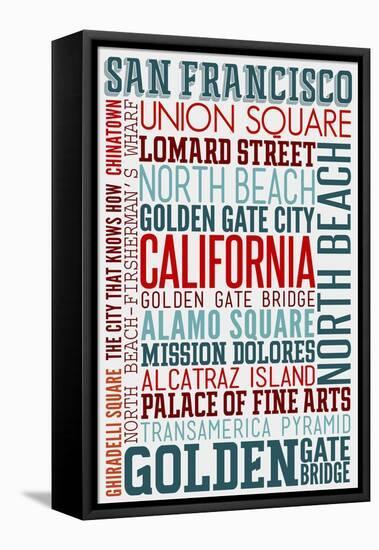 San Francisco, California - Typography-Lantern Press-Framed Stretched Canvas