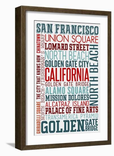 San Francisco, California - Typography-Lantern Press-Framed Art Print