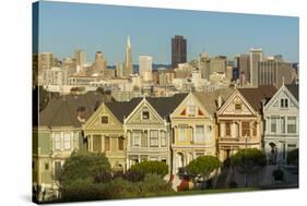 San Francisco, California, Victorian homes and city.-Bill Bachmann-Stretched Canvas