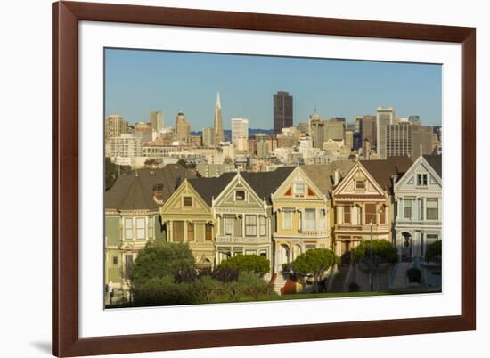 San Francisco, California, Victorian homes and city.-Bill Bachmann-Framed Premium Photographic Print