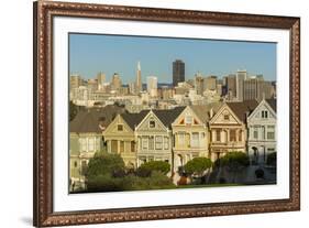 San Francisco, California, Victorian homes and city.-Bill Bachmann-Framed Premium Photographic Print