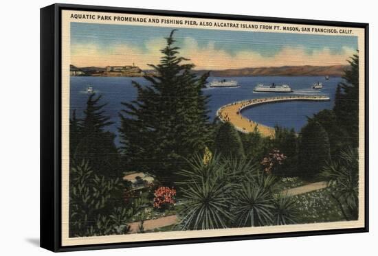 San Francisco, California - View of Aquatic Park Promenade & Pier-Lantern Press-Framed Stretched Canvas