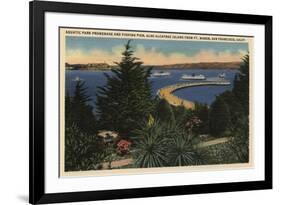 San Francisco, California - View of Aquatic Park Promenade & Pier-Lantern Press-Framed Art Print