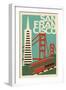 San Francisco, California - Woodblock-Lantern Press-Framed Art Print