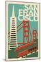 San Francisco, California - Woodblock-Lantern Press-Mounted Art Print