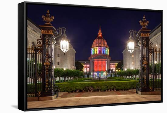 San Francisco City Hall in Rainbow Colors-nstanev-Framed Stretched Canvas