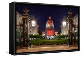 San Francisco City Hall in Rainbow Colors-nstanev-Framed Stretched Canvas