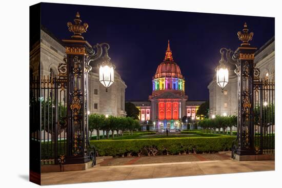 San Francisco City Hall in Rainbow Colors-nstanev-Stretched Canvas