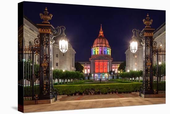 San Francisco City Hall in Rainbow Colors-nstanev-Stretched Canvas
