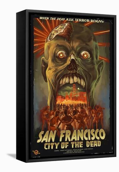 San Francisco City of the Dead Zombie Attack-Lantern Press-Framed Stretched Canvas