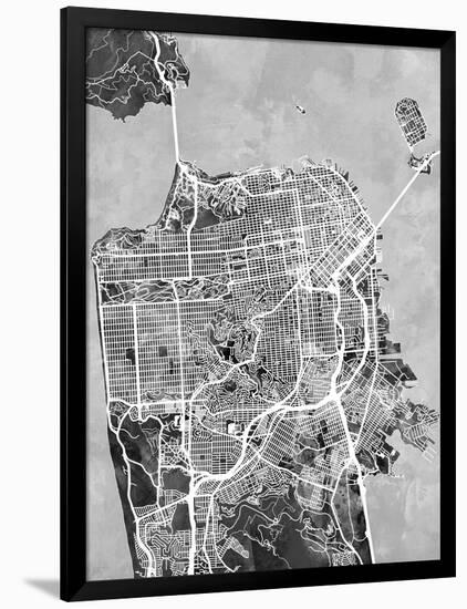 San Francisco City Street Map-Tompsett Michael-Framed Art Print