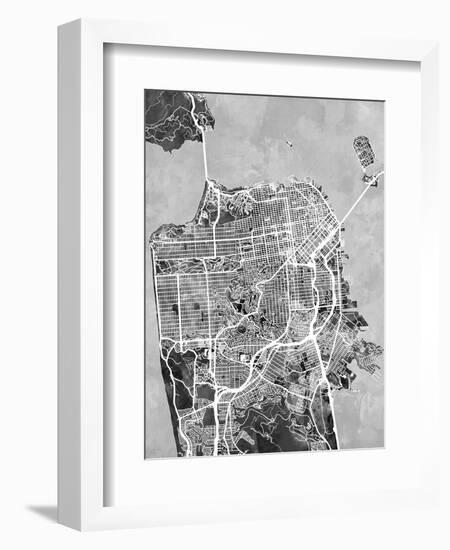 San Francisco City Street Map-Michael Tompsett-Framed Art Print