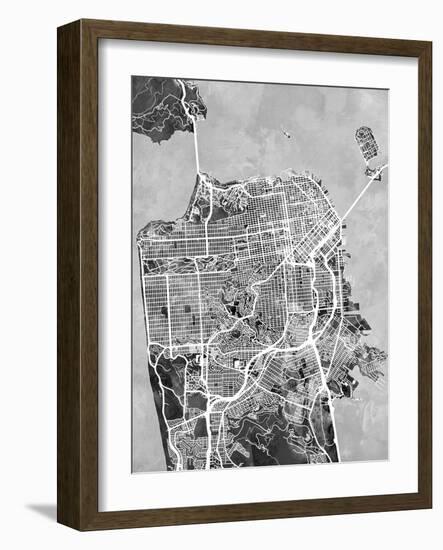 San Francisco City Street Map-Michael Tompsett-Framed Art Print