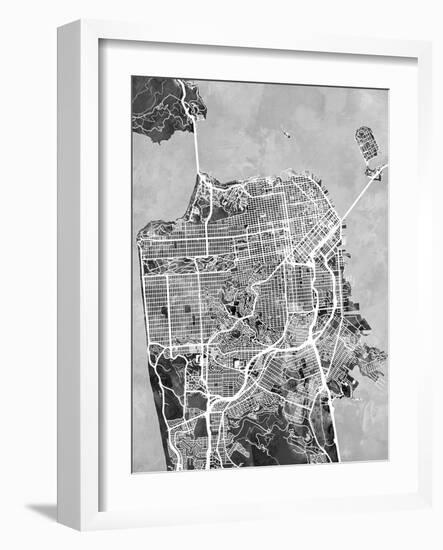 San Francisco City Street Map-Michael Tompsett-Framed Art Print