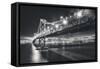 San Francisco Cityscape in Black and White, Bay Bridge-Vincent James-Framed Stretched Canvas