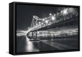 San Francisco Cityscape in Black and White, Bay Bridge-Vincent James-Framed Stretched Canvas