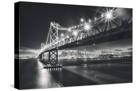 San Francisco Cityscape in Black and White, Bay Bridge-Vincent James-Stretched Canvas