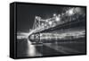 San Francisco Cityscape in Black and White, Bay Bridge-Vincent James-Framed Stretched Canvas