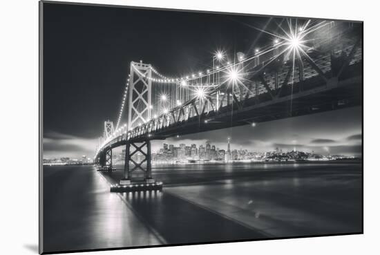 San Francisco Cityscape in Black and White, Bay Bridge-Vincent James-Mounted Premium Photographic Print