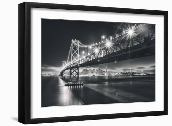 San Francisco Cityscape in Black and White, Bay Bridge-Vincent James-Framed Photographic Print