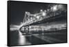 San Francisco Cityscape in Black and White, Bay Bridge-Vincent James-Framed Stretched Canvas