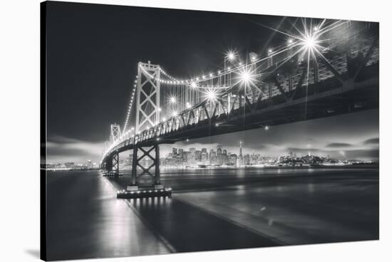 San Francisco Cityscape in Black and White, Bay Bridge-Vincent James-Stretched Canvas