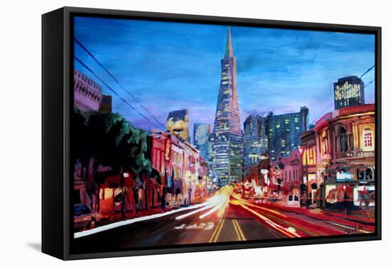 San Francisco - Columbus St with Cafe Vesuvio-Markus Bleichner-Framed Stretched Canvas