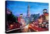 San Francisco - Columbus St with Cafe Vesuvio-Markus Bleichner-Stretched Canvas