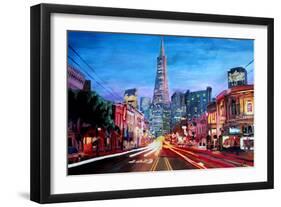 San Francisco - Columbus St with Cafe Vesuvio-Markus Bleichner-Framed Art Print