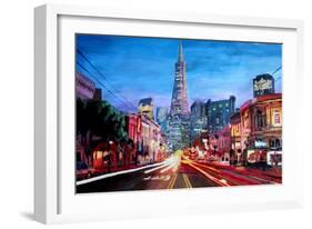 San Francisco - Columbus St with Cafe Vesuvio-Markus Bleichner-Framed Art Print