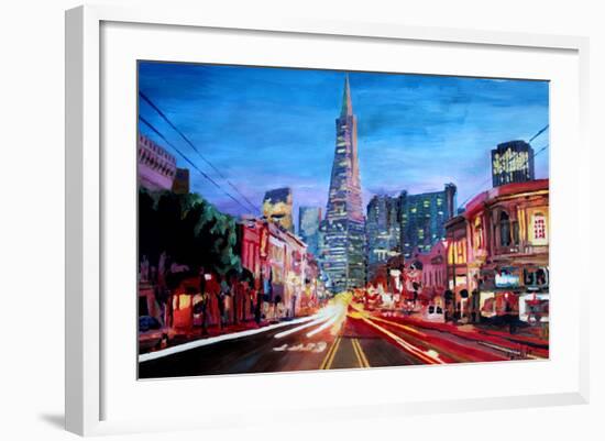 San Francisco - Columbus St with Cafe Vesuvio-Markus Bleichner-Framed Art Print