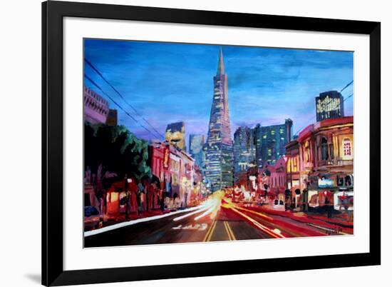 San Francisco - Columbus St with Cafe Vesuvio-Markus Bleichner-Framed Art Print