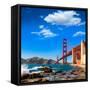 San Francisco Golden Gate Bridge GGB from Marshall Beach in California USA-holbox-Framed Stretched Canvas