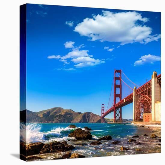 San Francisco Golden Gate Bridge GGB from Marshall Beach in California USA-holbox-Stretched Canvas