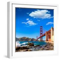 San Francisco Golden Gate Bridge GGB from Marshall Beach in California USA-holbox-Framed Photographic Print