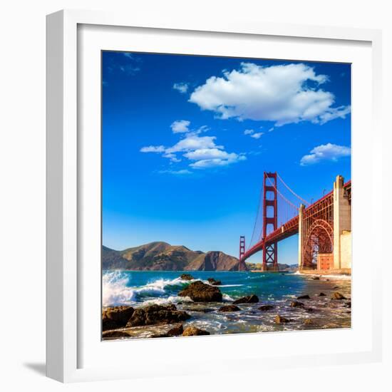 San Francisco Golden Gate Bridge GGB from Marshall Beach in California USA-holbox-Framed Photographic Print