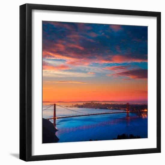 San Francisco Golden Gate Bridge Sunrise California USA from Marin Headlands-holbox-Framed Photographic Print