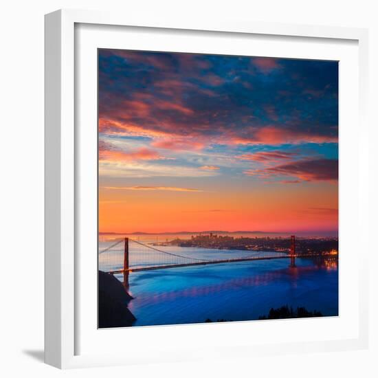 San Francisco Golden Gate Bridge Sunrise California USA from Marin Headlands-holbox-Framed Photographic Print