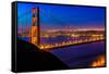 San Francisco Golden Gate Bridge Sunset View through Cables in California USA-holbox-Framed Stretched Canvas