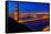 San Francisco Golden Gate Bridge Sunset View through Cables in California USA-holbox-Framed Stretched Canvas